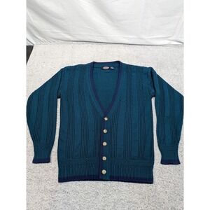 Towncraft Cardigan Sweater Knit Teal Blue‎ MT Tall 38–40 Grandpa Core Y2K Soft